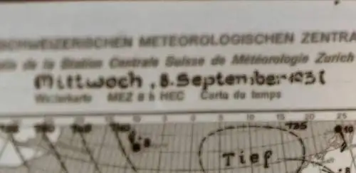 13 alte Glasnegative mit Foto - Wetterkarten Europa 1937 - Wetterstation Zürich