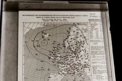 13 alte Glasnegative mit Foto - Wetterkarten Europa 1937 - Wetterstation Zürich