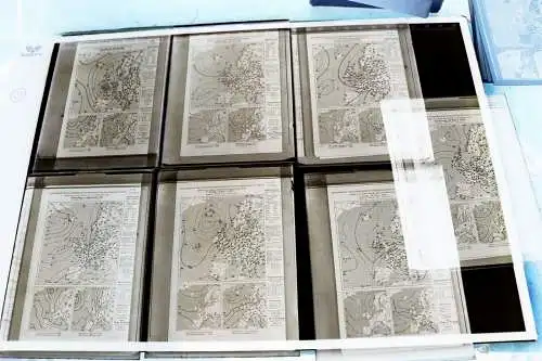 13 alte Glasnegative mit Foto - Wetterkarten Europa 1937 - Wetterstation Zürich