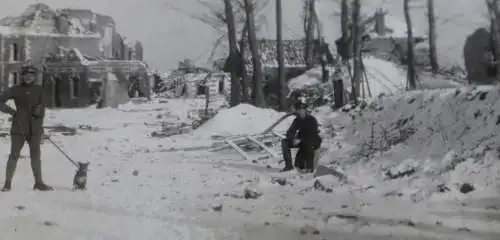 drei alte Fotos - Frankreich zerstörters Dorf Graincourt 1917