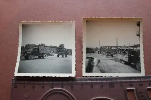 zwei alte Fotos - LKW mit Kranelement ?? 50-60er Jahre 