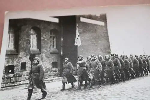 drei alte Fotos Soldaten marschieren - Stettin 1941 - Musikkapelle 