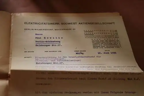 tolles altes Tarifheft - Elektricitätswerk Südwest AG - Berlin 1936