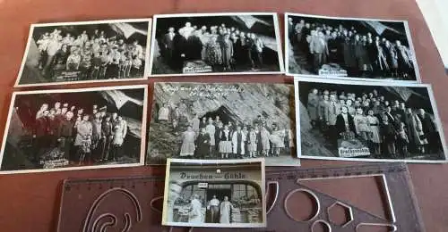 sieben tolle alte Gruppenfotos - Drachenhöhle - ab 1930 