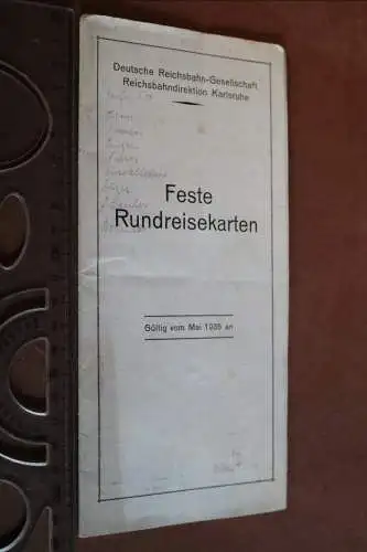 tolles altes Heft - Feste Rundreisekarten - Deutsche Reichsbahn - 1935 Karlsruhe