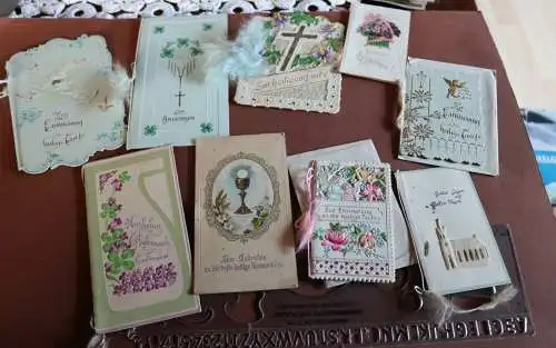 neun tolle alte Kärtchen, Karten vers. Anlässe - 1900-1940 ??? 