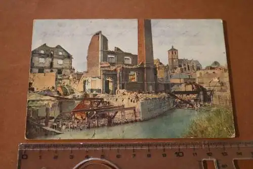  alte Karte -  zerschossene Mühle Rethel  1914-1918