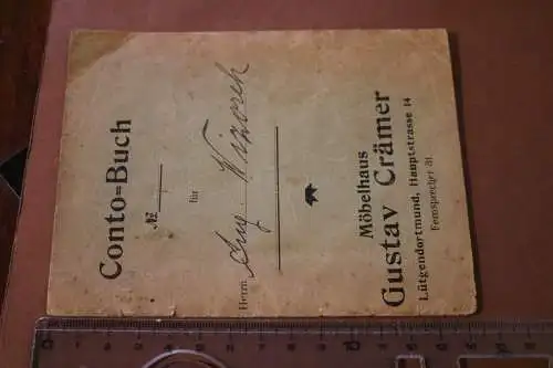 tolles altes Conto-Buch  - Möbelhaus Gustav Crämer  Lütgendortmund 1928