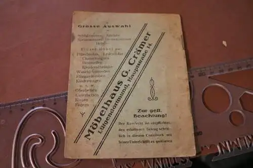 tolles altes Conto-Buch  - Möbelhaus Gustav Crämer  Lütgendortmund 1928