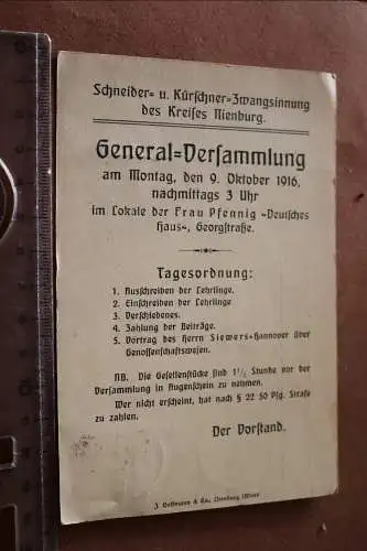 tolle alte Karte -  Generalversammlung 1916 - Schneider- Kürschner Nienburg 