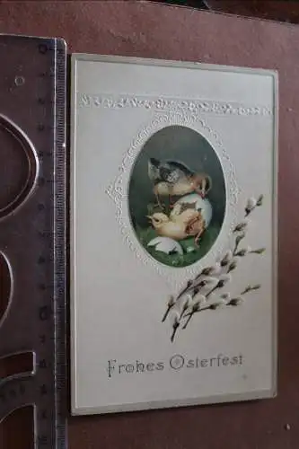 tolle alte Karte -Frohes Osterfest - Prägekarte - 1915