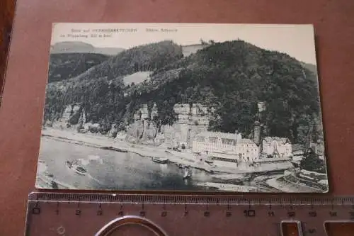 tolle alte Karte - Blick auf Herrnskretschen Böhm. Schweiz 1910-20 (2)