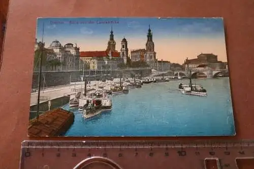 tolle alte Karte - Dresden Blick von der Carolabrücke  1910-20