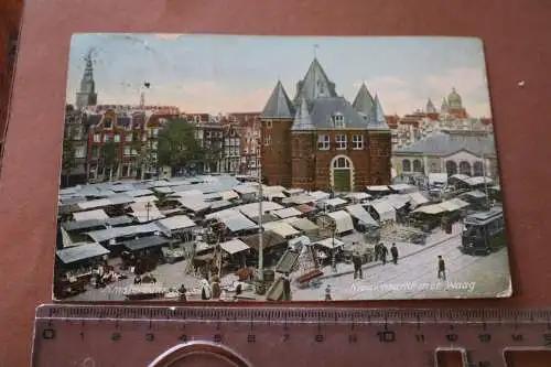 tolle alte Karte - Nieuwmarkt met Waag - Amsterdam  1907