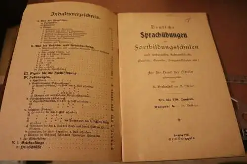 Altes Heft - Deutsche Sprachübungen für Fortbildungsschulen 1919