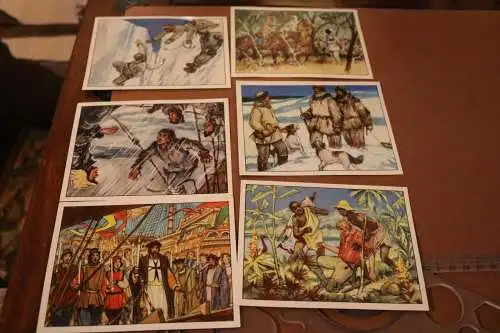 sechs alte Sammelbilder   Abenteurer und Entdecker Teil 2 - Onkel Heinz 