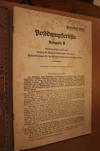 altes Heft - Postdampferliste - November 1934  Ausgabe B  