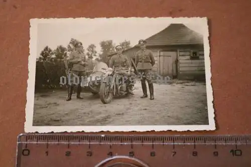 tolles altes Foto Zollbeamte mit BMW Motorrad und Beiwagen Schild Zoll -40er Jah