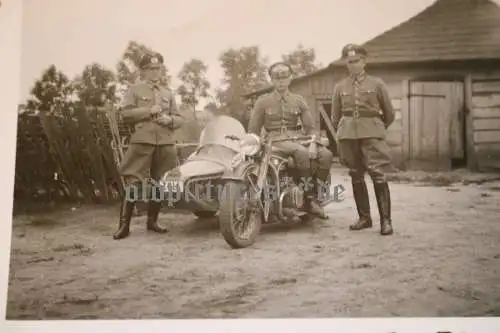 tolles altes Foto Zollbeamte mit BMW Motorrad und Beiwagen Schild Zoll -40er Jah