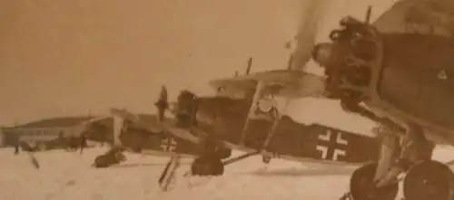 tolles altes Foto Flugplatz mit Heinkel He 46 Flugzeuge 