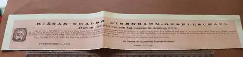 Talon der Rjäsan-Uralsk Eisenbahn Gesellschaft von 1907 über 100 Mark