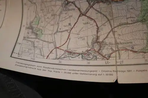 tolle alte Wanderkarte - Der Nordwestharz - Blatt West  1954
