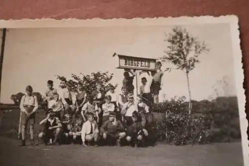 Tolles altes Foto - Schulausflug ? Knabenschule ? - Ortsschild  ? Borgfeld