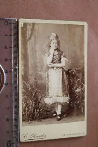 tolles altes CDV-Foto - Frau in Tracht - Reichenbach 