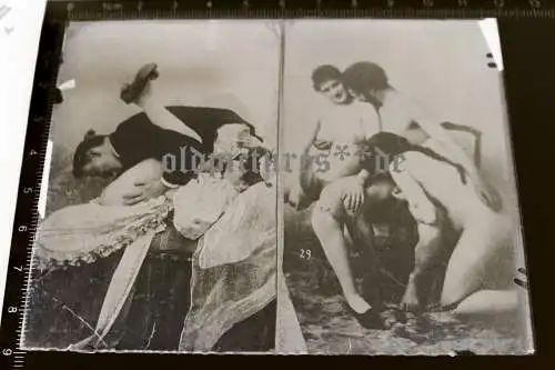 altes Glasnegativ - Mann Frau Erotik - 1910-20 ???  9x12  