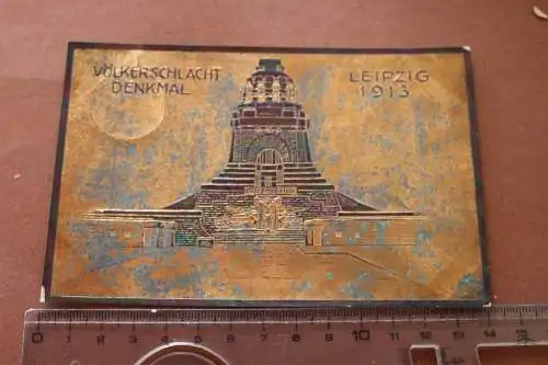 Alte Karte Völkerschlacht Denkmal Leipzig 1913 vergoldet ??