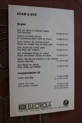 tolle alte Karte Sänger Duo  Adam & Eve  original signiert 