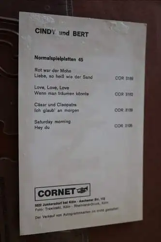 tolle alte Karte Sänger Duo  Cindy und Bert  original signiert 