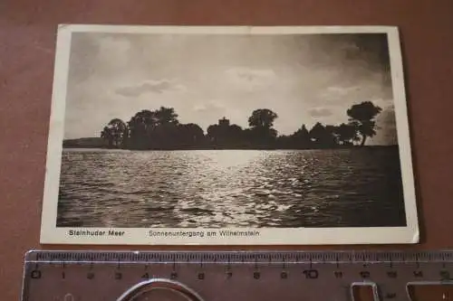 Tolle alte Karte  - Steinhuder Meer Sonnenuntegang am  Wihelmstein 1928