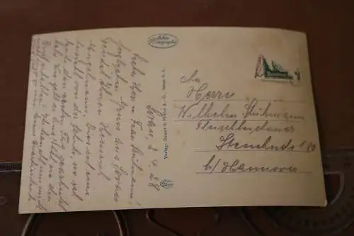 tolle alte Karte  - Partie an der Webschule   - Sorau - 1928