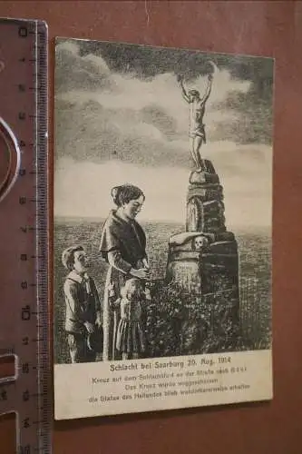 alte Karte  - Mutter und Kinder am Gedenkstein - Schlacht bei Saarburg 1914