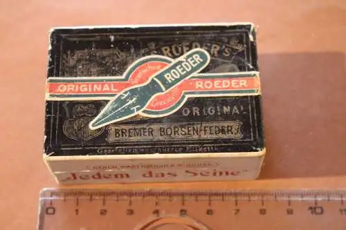 Tolle alte kleine Schachtel  original Roeder - Bremer Börsenfeder - 1910-30 ?