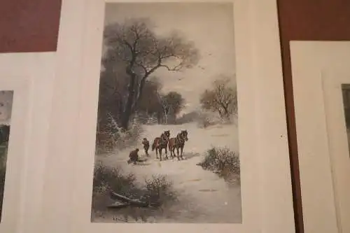 drei schöne Glückwunschkarten - Szenen im Schnee usw. - 50-90er Jahre ?