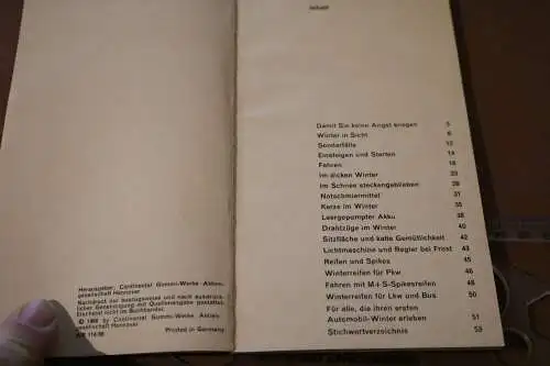 tolles altes Heft - Alexander Spoerl - Auto im Winter 1966 - Continental 