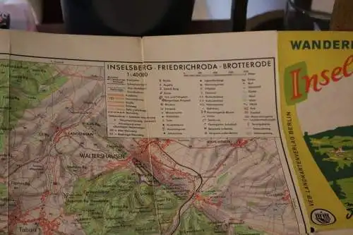 alte Wanderkarte - Inselberg mit Freidrichsroda und Brotterode - 50-60er Jahre