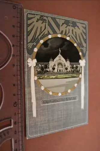 tolle alte Prägekarte - Haupt-Industrie-Gebäude - Ausstellung Nürnberg 1906 