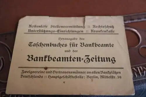 tolle alte Mitgliedskarte - Deutscher Bankbeamten-Verein E.V.  1913 ( 1943) ??