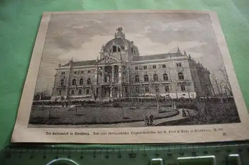 alter Ausschnitt - Der Kaiserpalast in Straßburg 1880-1890 