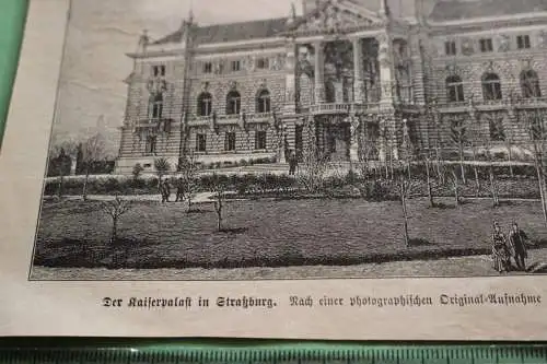 alter Ausschnitt - Der Kaiserpalast in Straßburg 1880-1890 