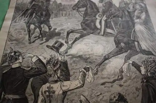 alter Ausschnitt - Szene  Kaiser Franz Joseph und Kaiser Wilhelm in Berlin 