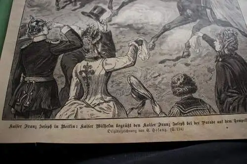 alter Ausschnitt - Szene  Kaiser Franz Joseph und Kaiser Wilhelm in Berlin 