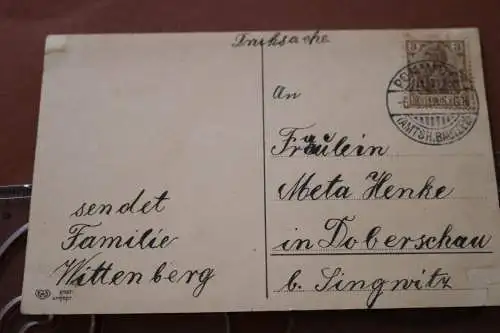 tolle alte Glückwunschkarte-  Kind mit Schultüte 1905-1920 ?