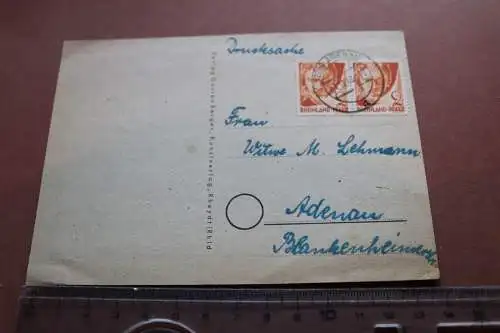 alte Drucksache - Briefmarken frz. Zone - Rheinland-Pfalz - Adenau 1948