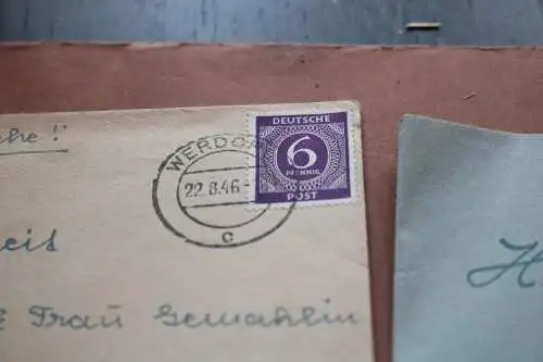 vier alte Briefumschläge allierte Zone Briefmarken  Stempel Werdohl 1946
