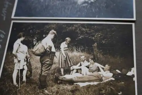 sechs tolle alte Fotos - Gruppenausflug - hübsche Frauen - 1929