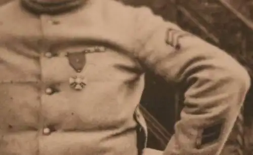 tolles altes Foto - Portrait eines französischen Soldaten mit Croix de guerre